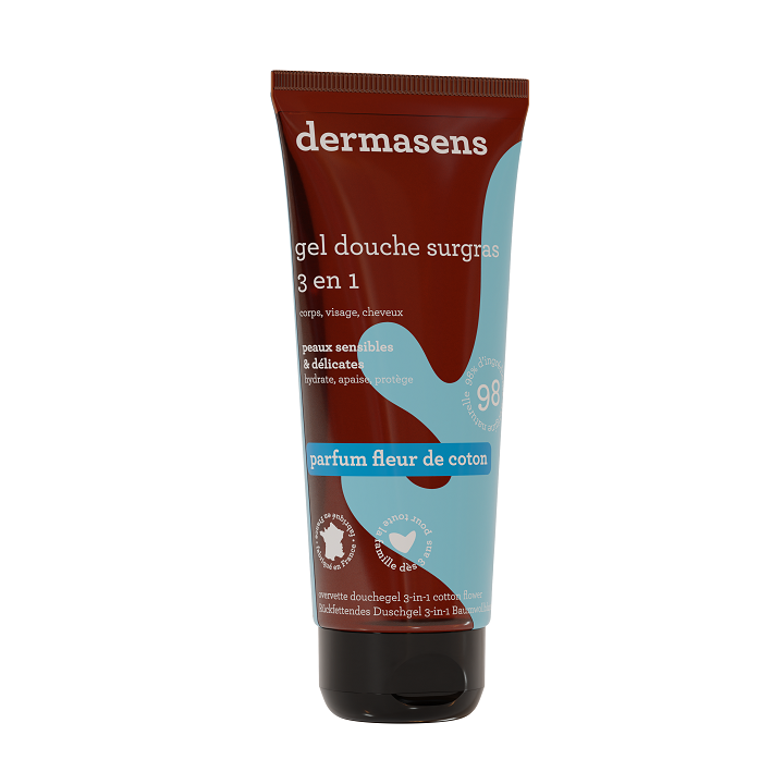 Dermasens rückfettendes Duschgel mit Baumwollblütenduft Marke Verte - Tube mit 200 ml