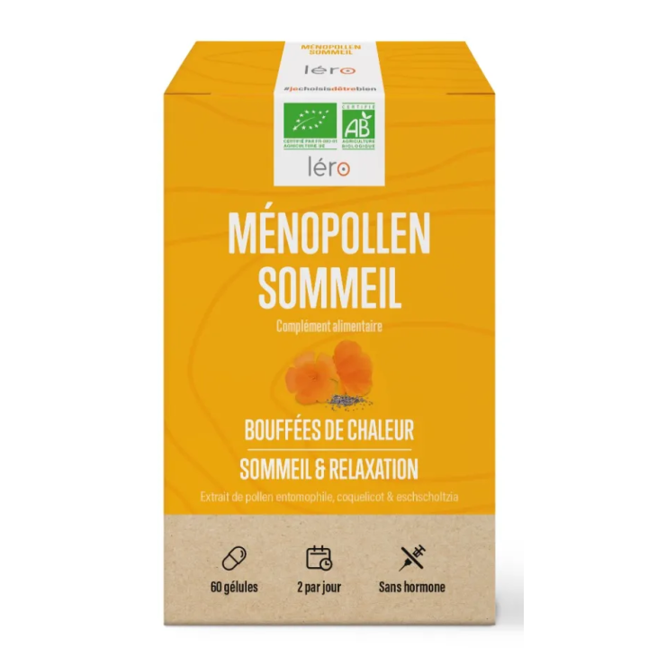 Ménopollen Schlaf & Hitzewallungen bio Léro - Packung mit 60 Kapseln