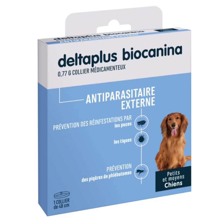 Deltaplus antiparasitär für kleine und mittelgroße Hunde Biocanina - ein 48 cm Halsband
