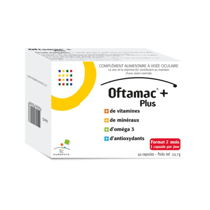 Oftamac+ plus Visierokular Europhta - Packung mit 60 Kapseln