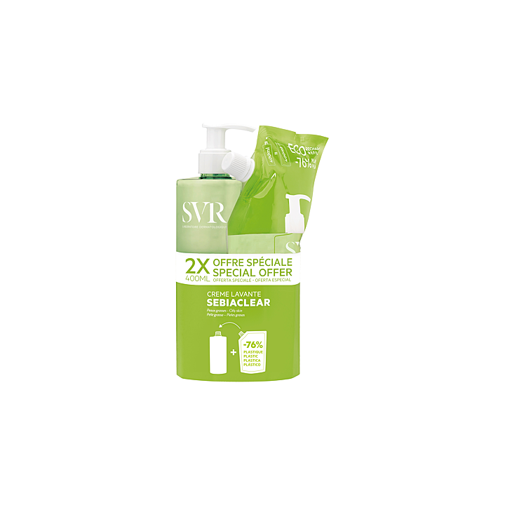 Sebiaclear Waschcreme SVR - Pumpflasche 400ml + Nachfüllpackung 400ml