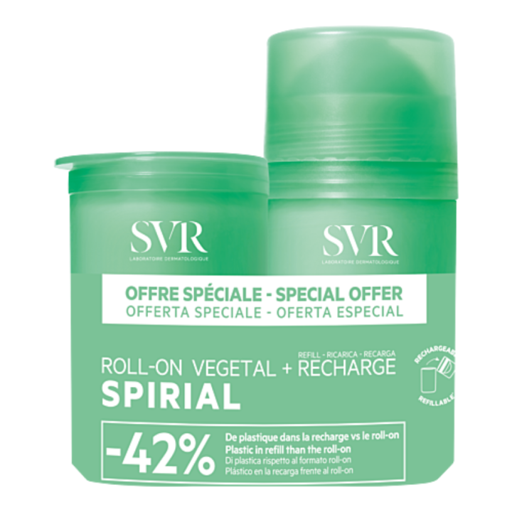 Spirial Pflanzen-Deodorant SVR - Roll-on 50 ml + Nachfüllpackung 50 ml