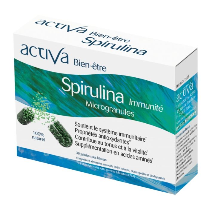 Activa Wohlbefinden Spirulina Immunität - Packung mit 30 Kapseln