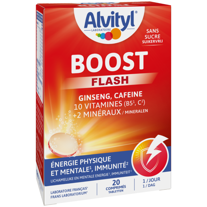 Alvityl Boost Ginseng und Koffein Urgo - Packung mit 20 Brausetabletten
