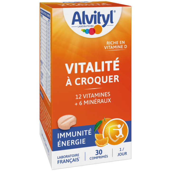 Vitalität zum Knabbern Geschmack Orange Alvityl - Packung mit 30 Tabletten