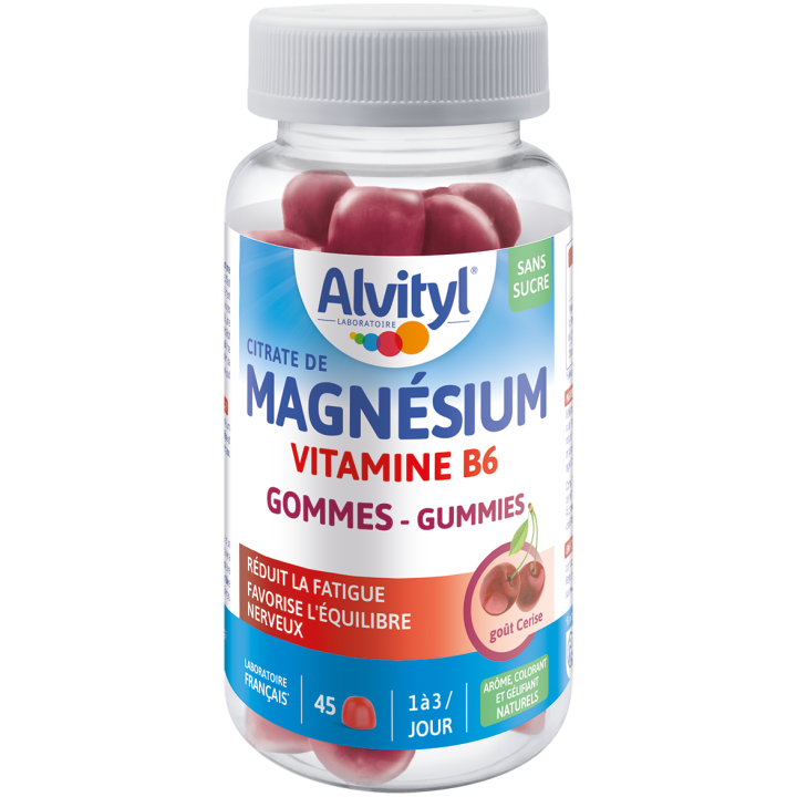 Magnesium Vitamin B6 Kirschgeschmack Alvityl - 45 Gummibärchen im Behälter