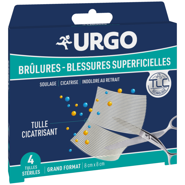 Sterile Wundgaze zur Heilung von Verbrennungen und oberflächlichen Wunden Urgo - Packung mit 4 Gazen 8x8 cm