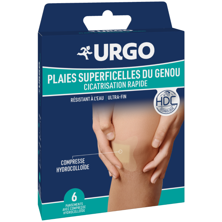 Schnell heilende Pflaster für oberflächliche Wunden am Knie Urgo - Packung mit 6 Pflastern
