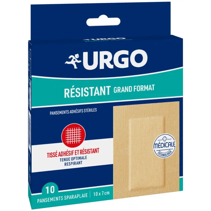 Großformatige, strapazierfähige Urgo-Pflaster - Packung mit 10 Pflastern von 10x7cm