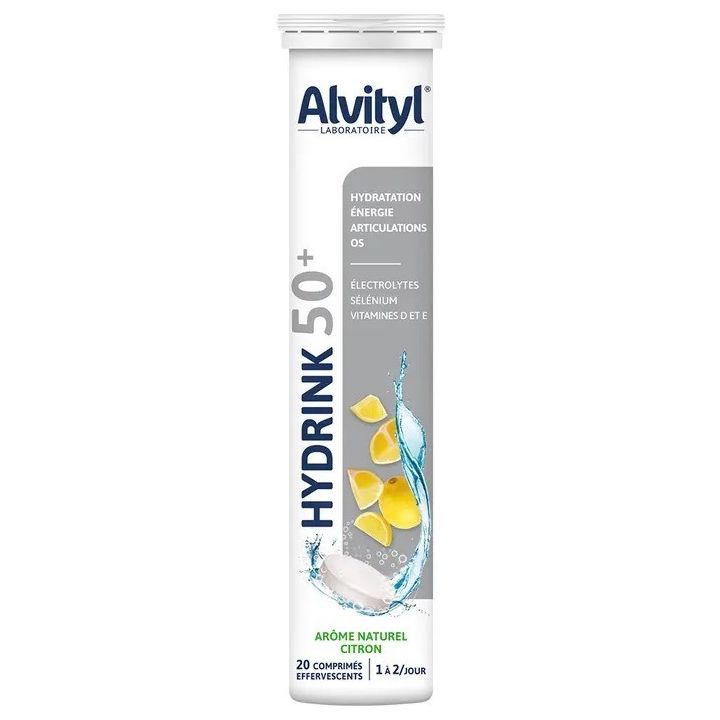 Hydrink 50+ natürliches Zitronenaroma Alvityl - Tube mit 20 Brausetabletten