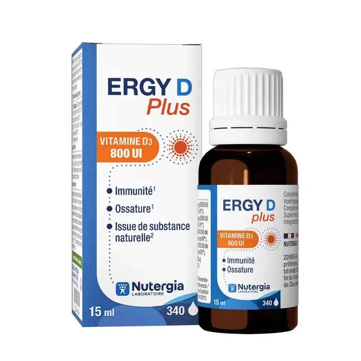 Ergy D plus Vitamin D3 800Ul Nutergia - Flasche mit 15ml