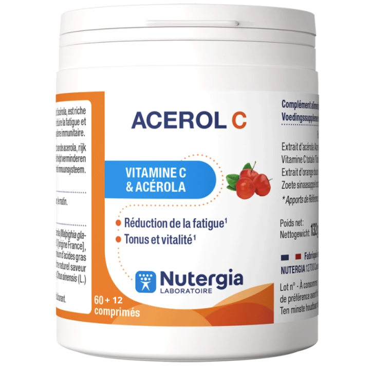 Acerol C Vitamin C & Acerola Nutergia - 60+12 Tabletten Dose