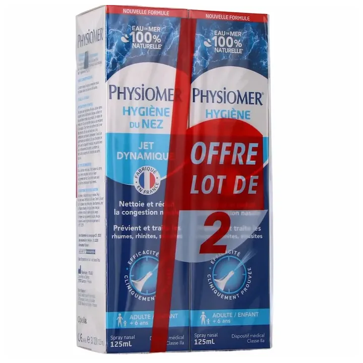Physiomer Nasenhygiene dynamischer Sprühstoß - 2er-Pack mit 135 ml Sprays