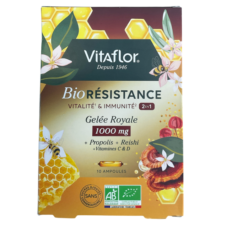 Bio résistance vitalité & immunité 2en1 Vitaflor - boite de 10 ampoules de 10ml