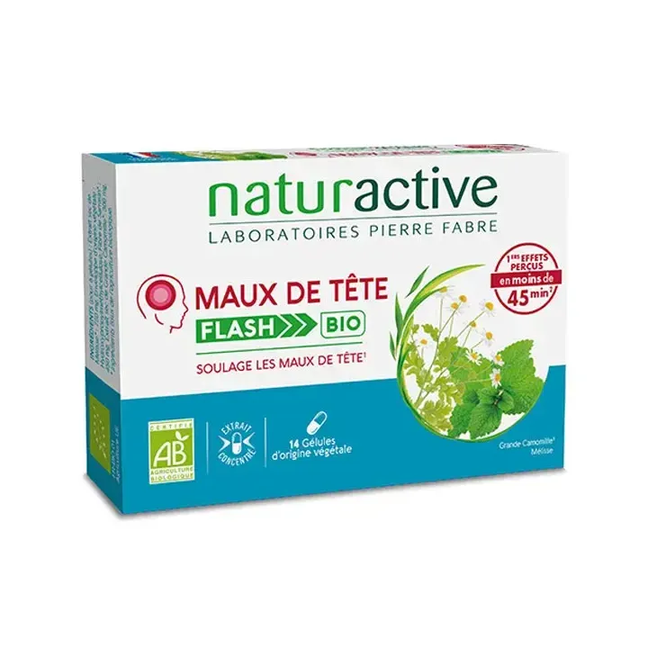 Kopfschmerzen Flash bio Naturactive - Packung mit 14 Kapseln