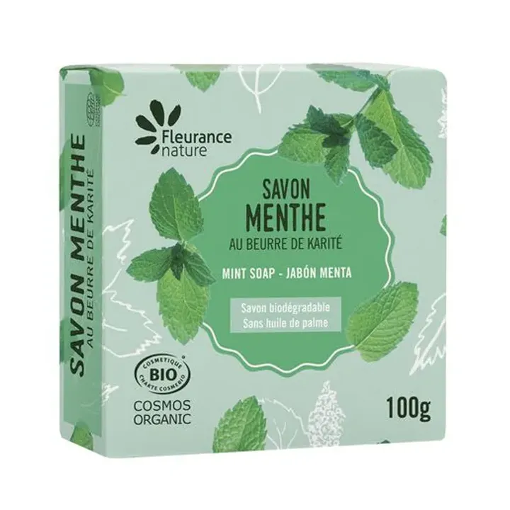 Bio-Sheabutter-Minze-Seife Fleurance Nature - 100g Stück