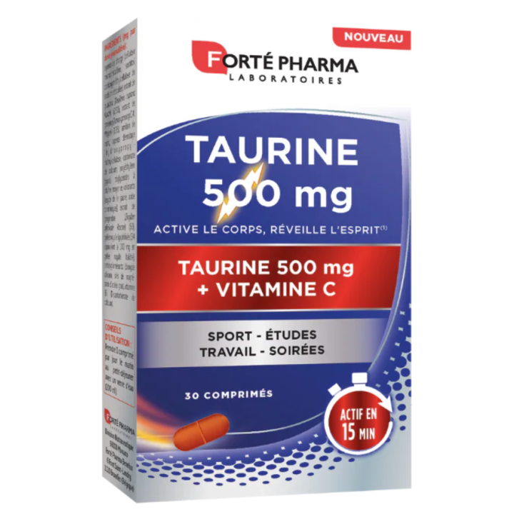 Taurin 500mg + Vitamin C Forté Pharma - Packung mit 30 Tabletten