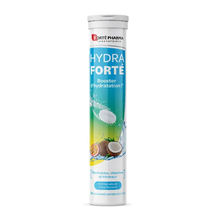 Hydra Forté Feuchtigkeitsbooster mit natürlichem Aroma von Kokosnuss und Passionsfrucht Forté Pharma - 24 Brausetabletten