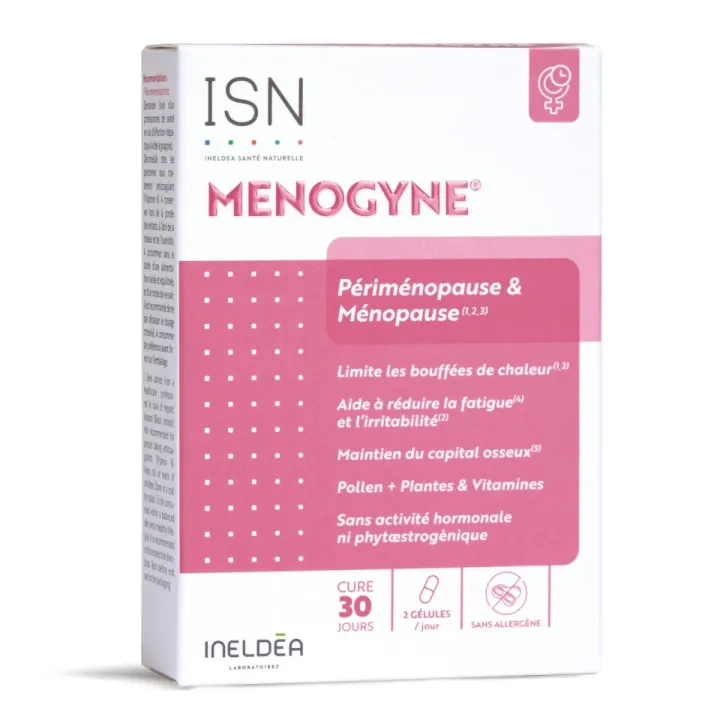 Menogyne Perimenopause und Menopause ISN - Packung mit 60 Kapseln