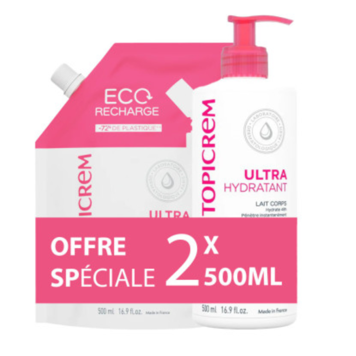 Ultra-feuchtigkeitsspendende Körpermilch Topicrem - Sonderangebot 2x500ml