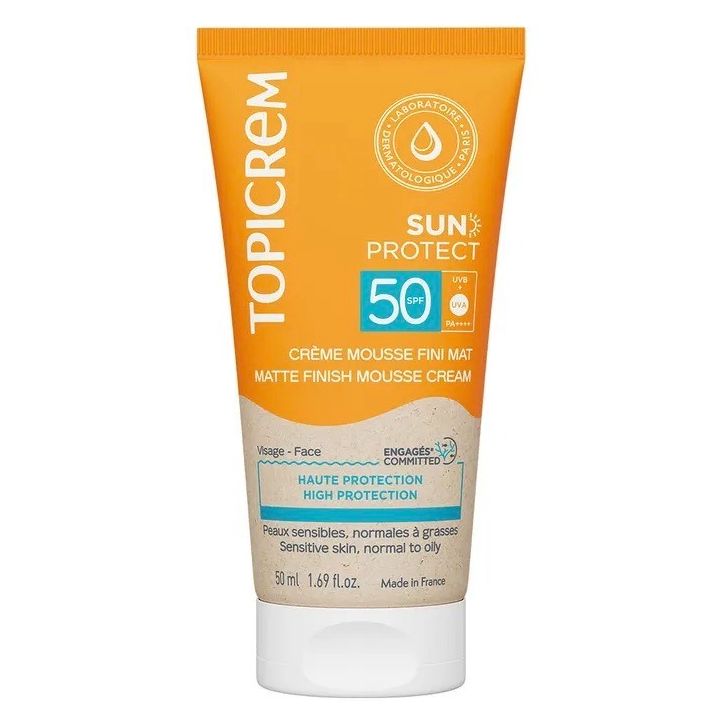 Sun Protect Schaumcreme mattierende Finish SPF50 Topicrem - Tube mit 50ml