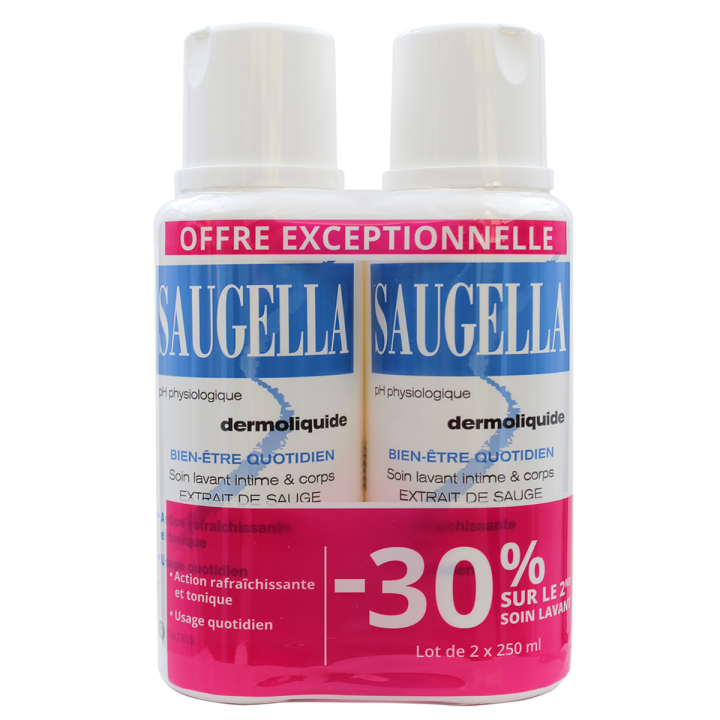 Dermoliquide sanfte Waschemulsion Saugella - 2 Flaschen à 250 ml