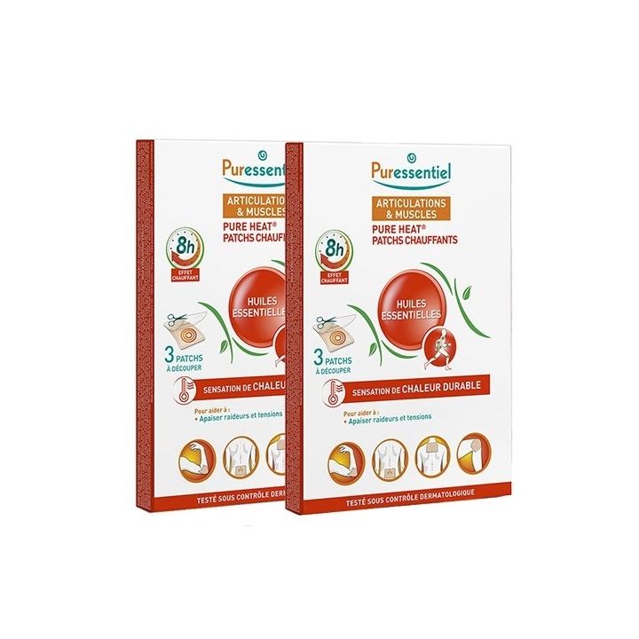 Wärme-Pflaster für Gelenke und Muskeln Puressentiel - 2er-Pack mit 3 Pflastern (Sonderangebot -50% auf die 2. Box)