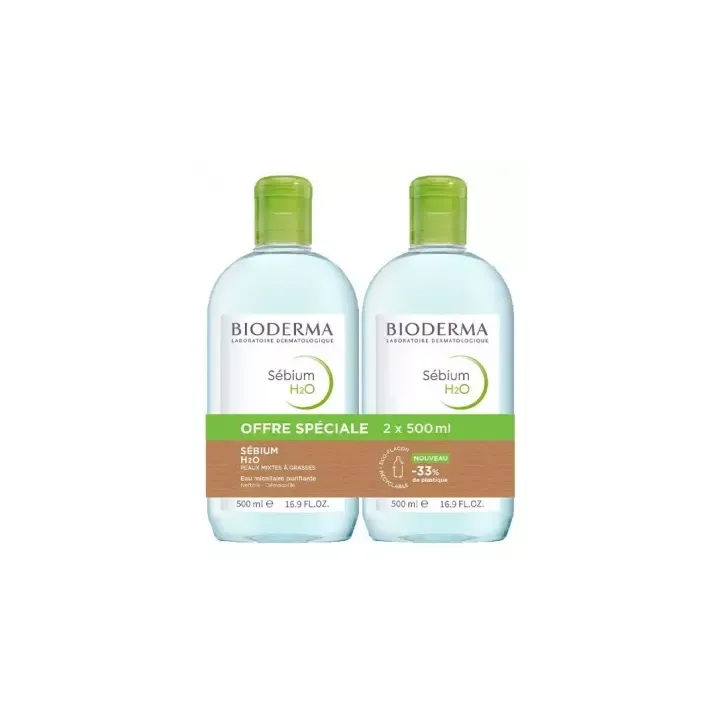 Sébium H2O Mizellenwasser reinigend Bioderma - 2 Flaschen à 500 ml