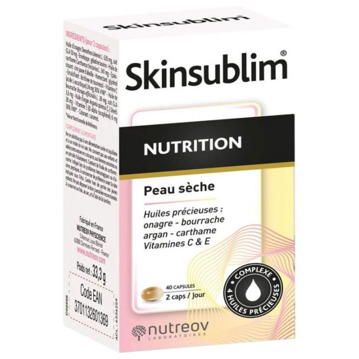 Skinsublim Ernährung trockene Haut Nutreov - Dose mit 40 Kapseln