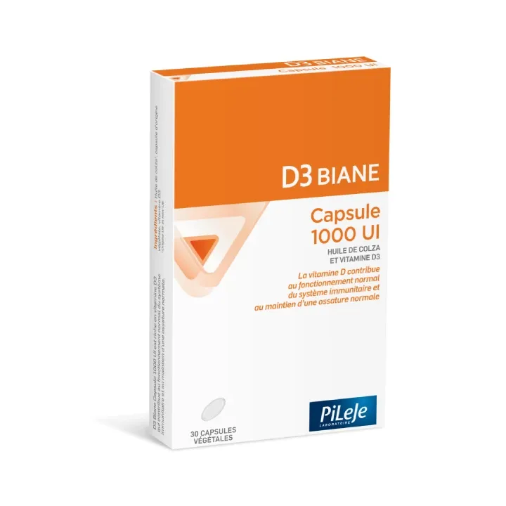 D3 Biane Kapseln 1000 UI PiLeJe - Packung mit 30 Kapseln