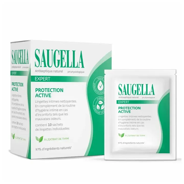 Intim-Wischtücher Expert Active Protection Saugella - Packung mit 10 Einzelwischtüchern