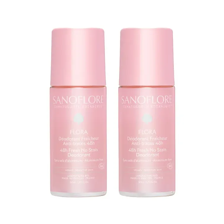 Flora Deodorant Wirksamkeit 48h bio Sanoflore - 2er Pack 50 ml Roll-ons