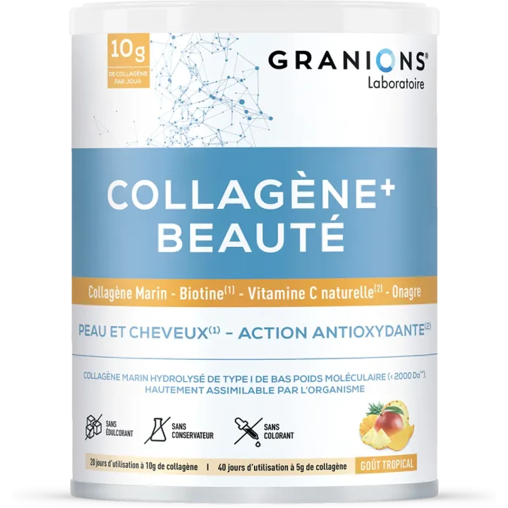 Kollagen + Schönheit tropischer Geschmack Granions - Dose mit 220g