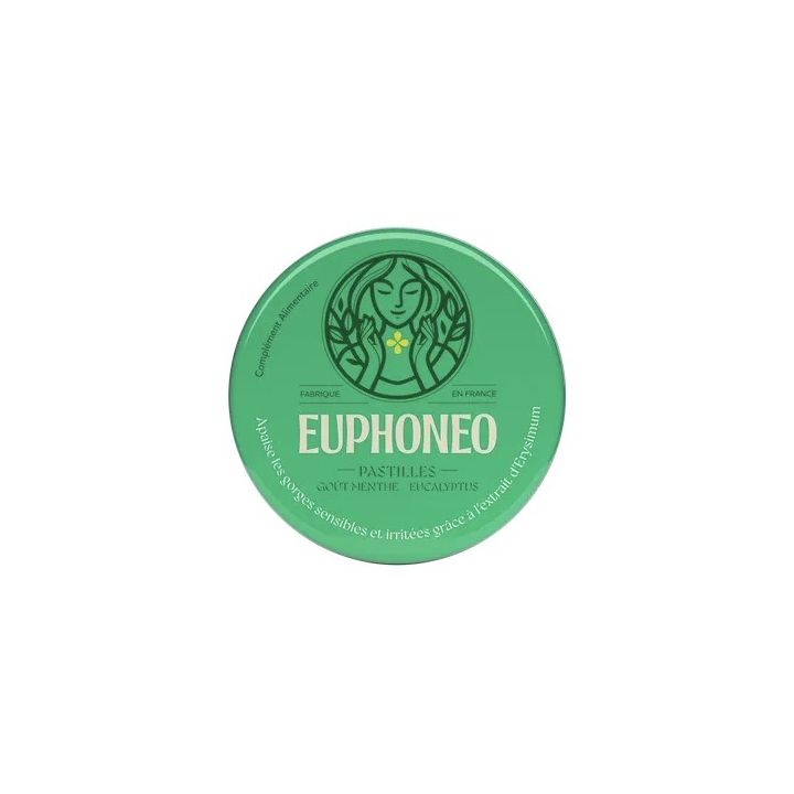 Euphoneo Halspastillen Geschmack Minze und Eukalyptus Mayoly Spindler - Packung mit 50 Pastillen