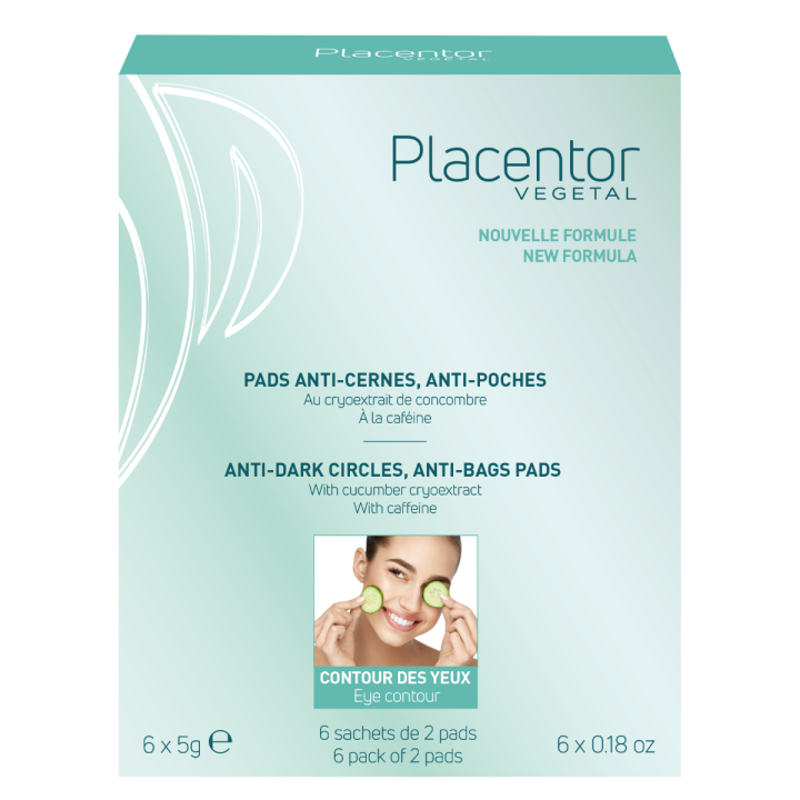 Augenpads gegen Augenringe und Schwellungen Placentor - Packung mit 6x2 Pads