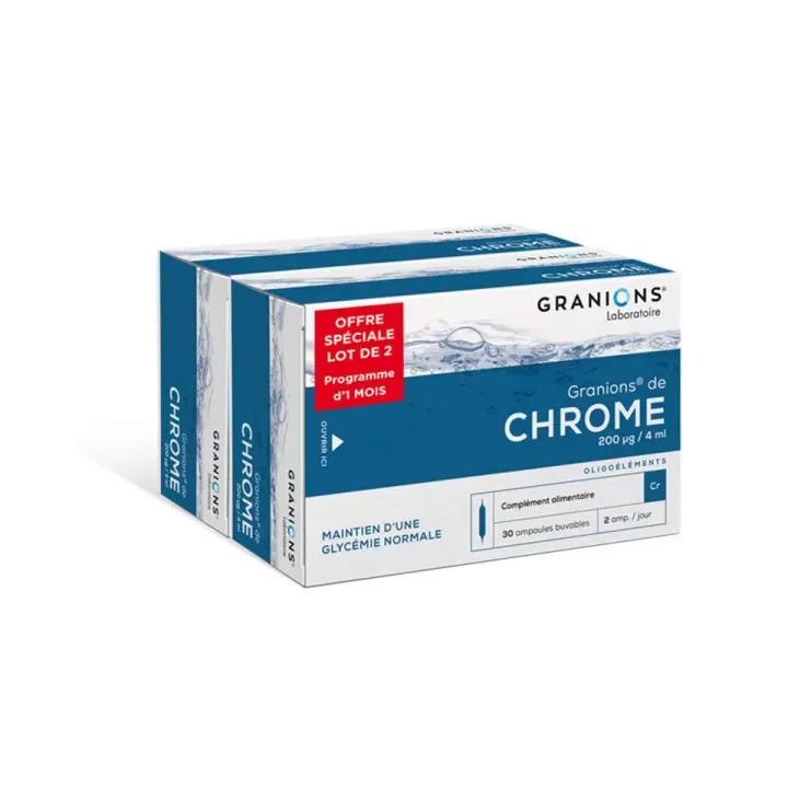 Chrome 200µg Granions - Sonderangebot für ein Set von 2 Boxen mit 30 Ampullen zu je 60 Tabletten