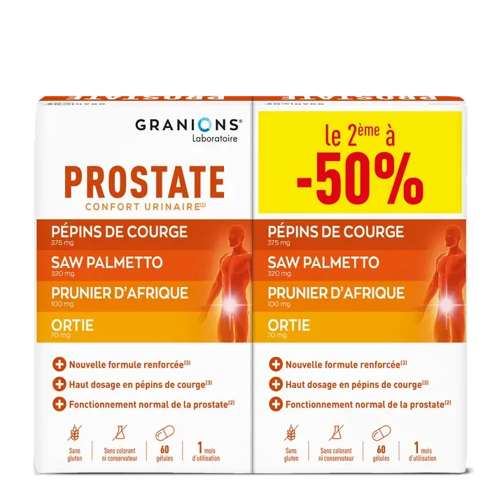 Prostata Harnkomfort Granions - 2 Schachteln mit 60 Kapseln