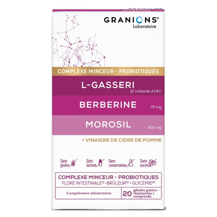Komplexe Gewichtsreduktion Probiotika Granions - Packung mit 20 Kapseln + 20 Tabletten