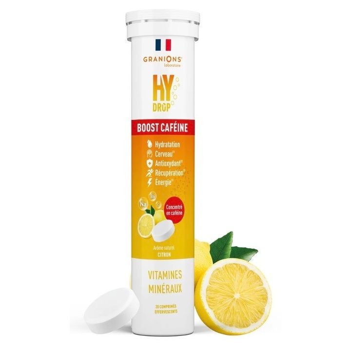 Hydrop Boost Koffein Hydratationslösung Zitronenaroma Granions - Tube mit 20 Brausetabletten