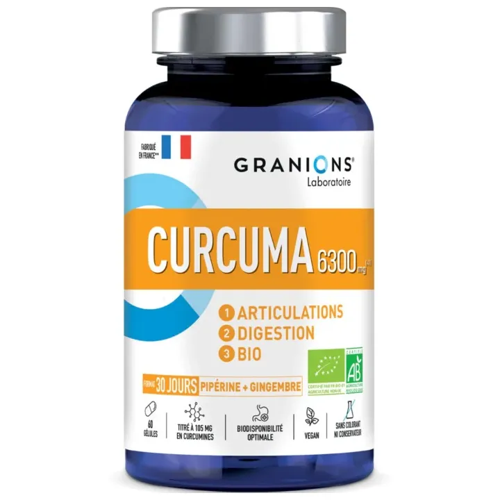 Curcuma 6300g bio Granions - Dose von 60 Kapseln