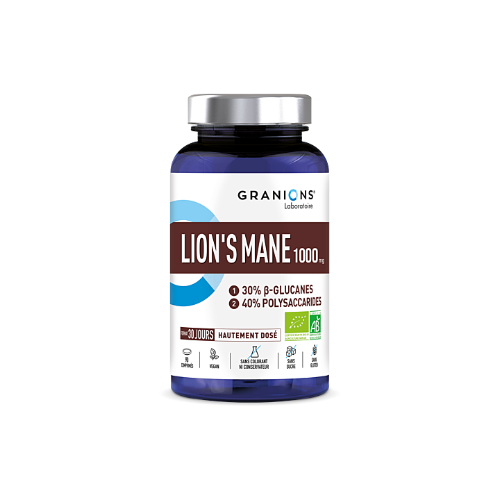 Bio-Löwenmähne 1000mg Granions - Dosis von 90 Kapseln