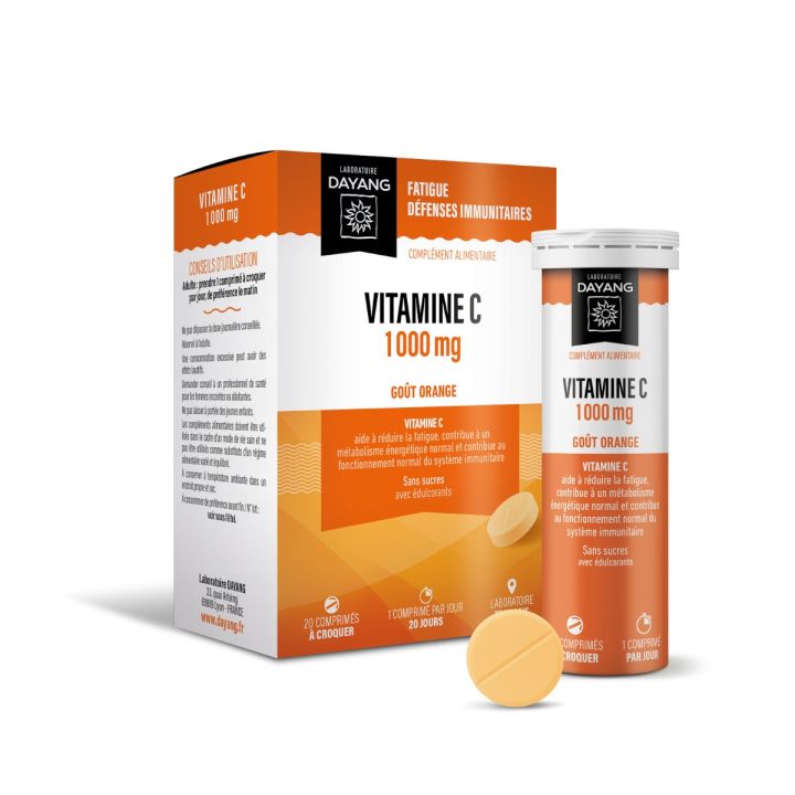 Vitamin C 1000mg Orange-Geschmack Dayang - Packung mit 20 Tabletten
