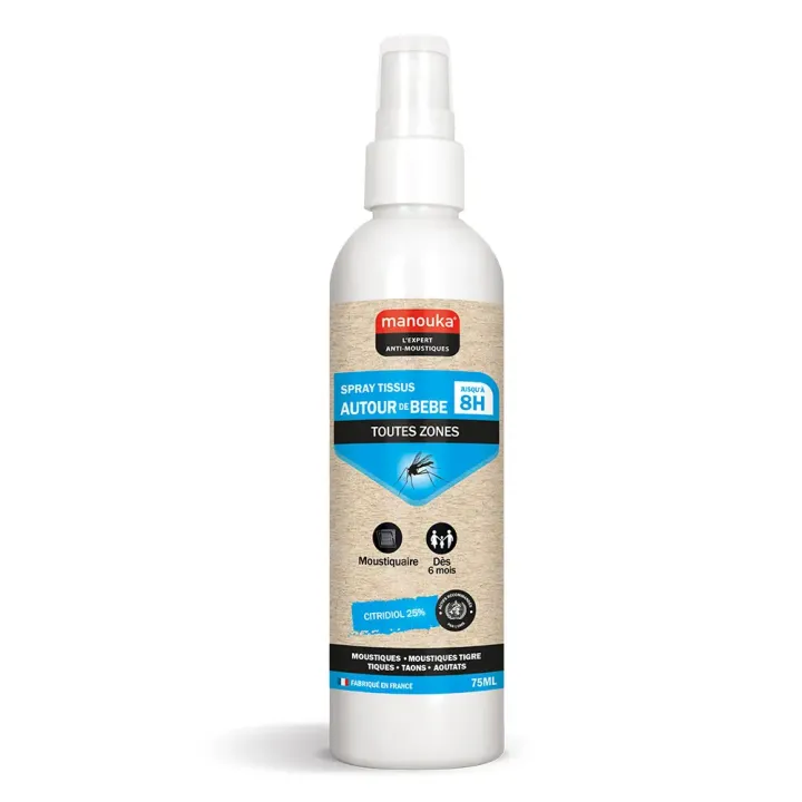 Spray für Textilien gegen Mücken Moskitonetz um Baby Manouka - Spray von 75ml
