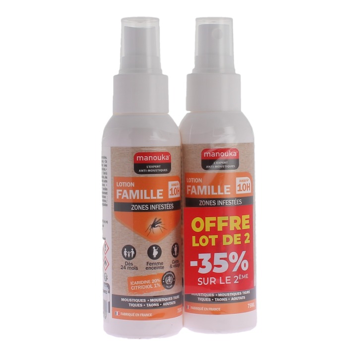 Manouka Insektenschutzspray Familienlotion für befallene Gebiete - 2er-Pack 75ml -35% auf das 2.