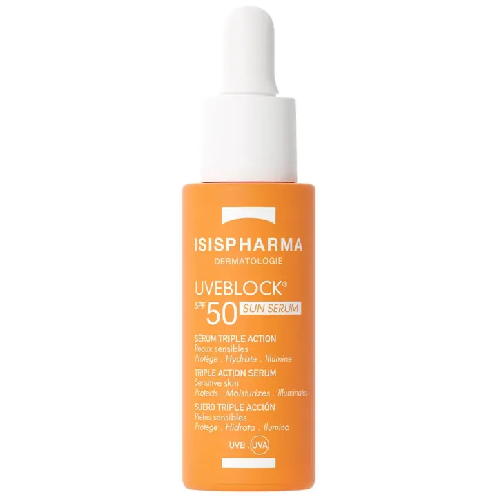 Uveblock SPF50 Serum mit dreifacher Wirkung Isispharma - Pipettenflasche mit 28ml