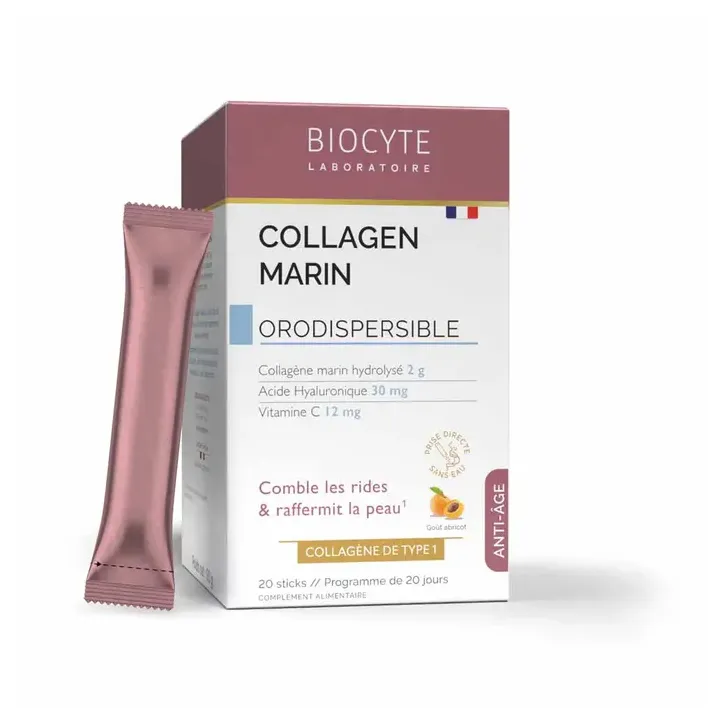 Kollagen marin orodispersible Biocyte - Schachtel mit 20 Sticks