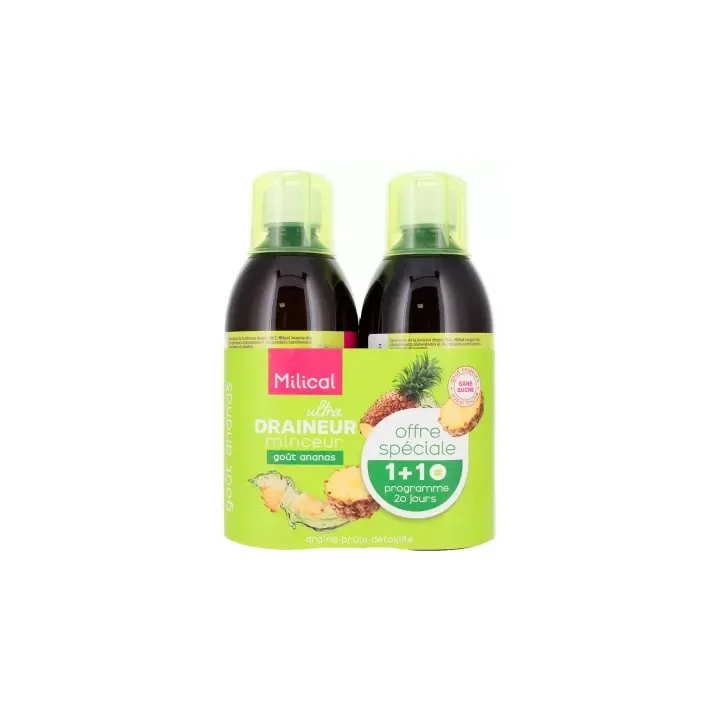 Ultra Ananas Schlankheitsdrainage Milical - 2er-Pack 500 ml Flaschen