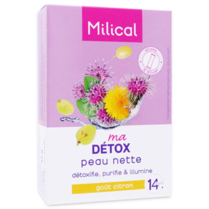 Meine Detox Hautrein Geschmack Zitrone Milical - Box mit 14 Sticks