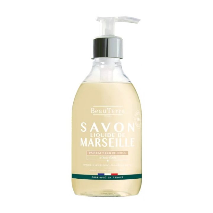 Flüssige Marseille-Seife Baumwollblüte Beauterra - Pumpflasche 300 ml