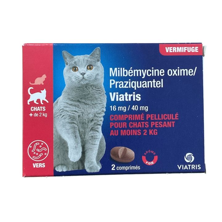 Milbemycin Praziquantel Wurmkur Katze +2kg Leberaroma Viatris - Packung mit 2 Tabletten